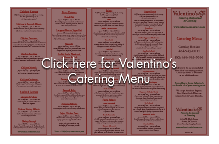 Valentino's menu on sale